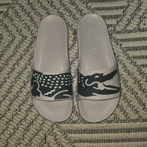 Lacoste  Slide Sandals with Green Croc Motif